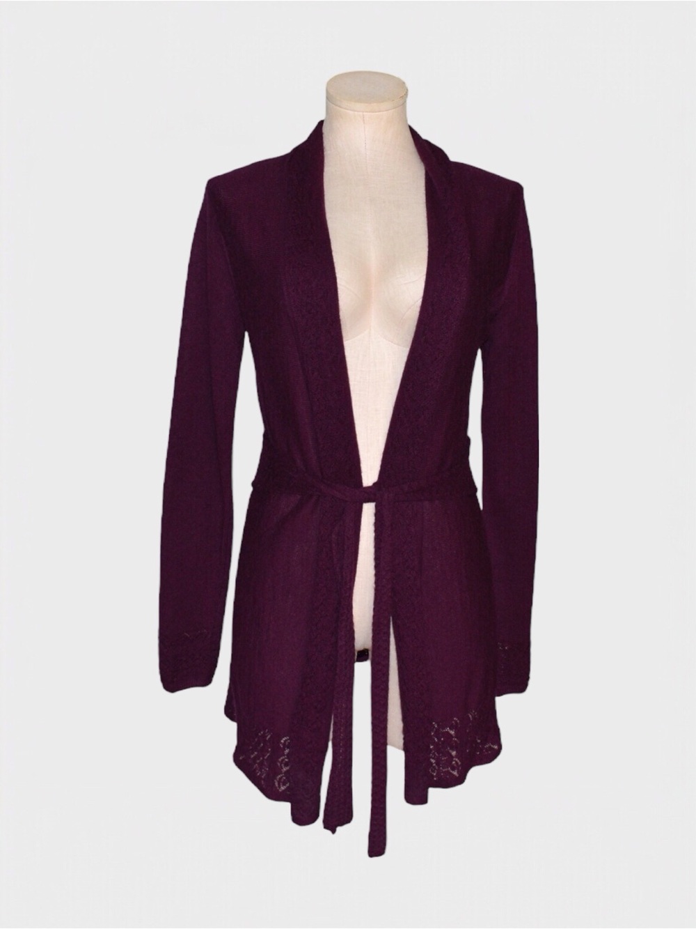 Knitted & Knotted Wool Blend Belted Open Front Cardigan